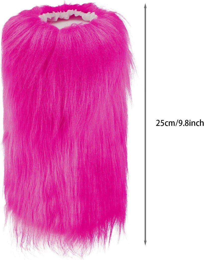 BXT Kids Girls Fuzzy Faux Fur Leg Warmers Boots Shoes Cuff Cover Winter Warm Furry Leg Socks for Halloween Costume Party Show - Image 3